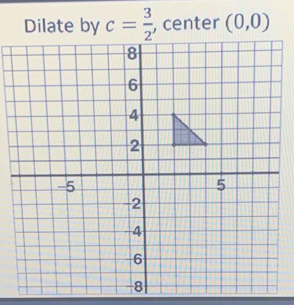 Dilate by c= 3/2  , center (0,0)