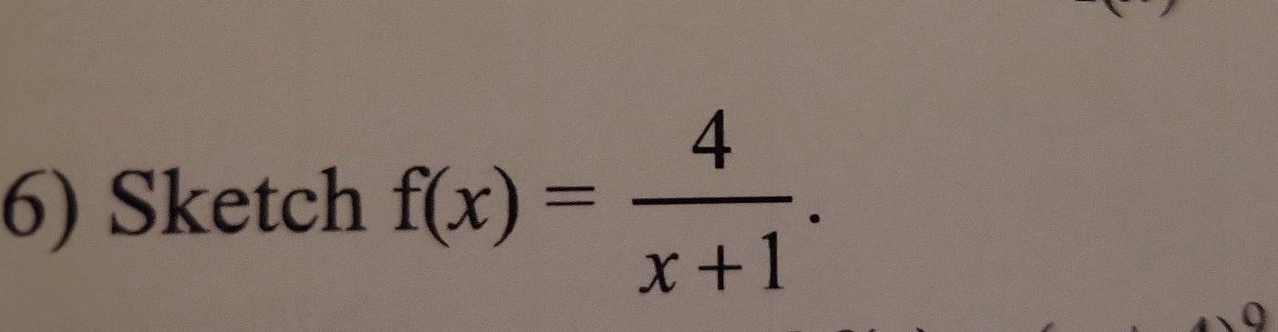 Sketch f(x)= 4/x+1 . 
Q