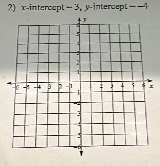 x -intercep _  =3 , y-intercept =-4