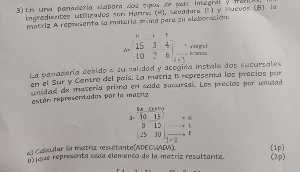 Resuelto:En una panadería elabora dos tipos de pan: Integral y frances ...