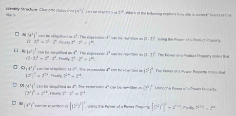 Solved: identify Structure Charlotte states that (4^3)^3 apply. can bê ...
