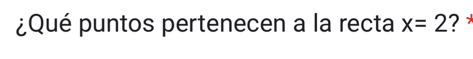 ¿Qué puntos pertenecen a la recta x=2 ?