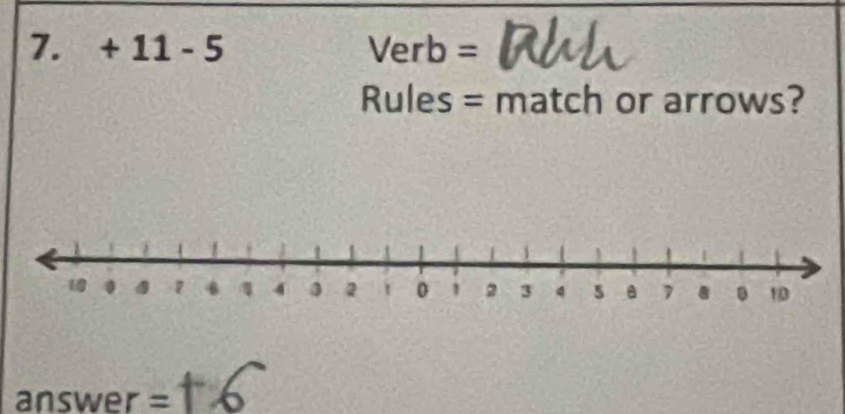 +11-5 Verb = 
Rules = match or arrows? 
answer =