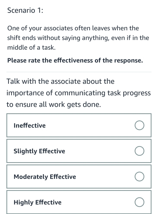 Solved: Scenario 1: One of your associates often leaves when the shift ...