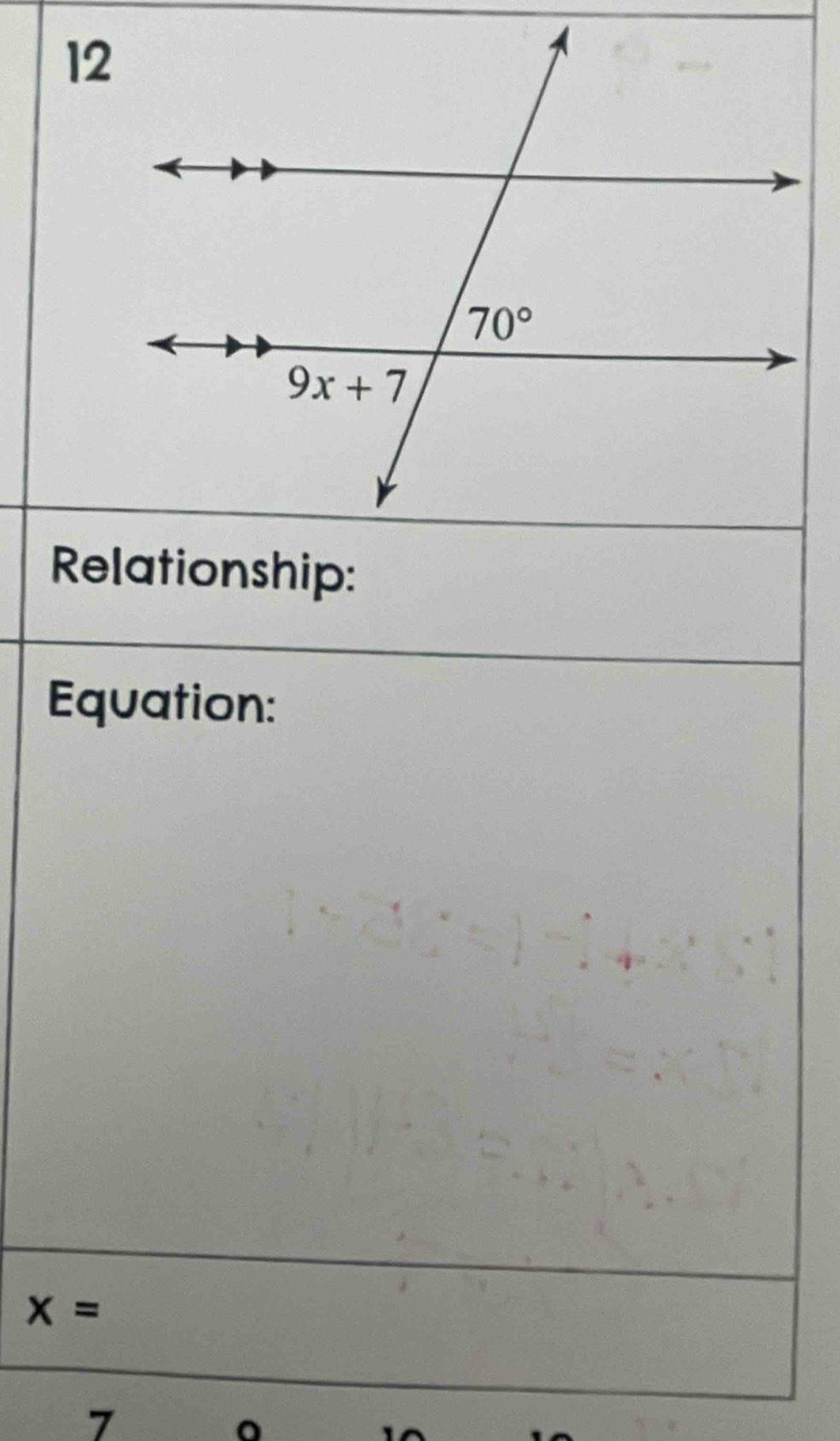 Relationship:
Equation:
x=
7