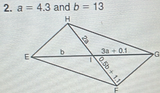 a=4.3 and b=13