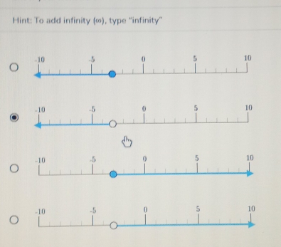 Hint: To add infinity (∞), type “infinity”