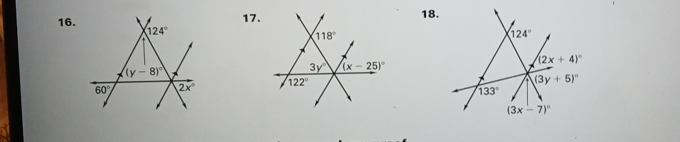 124°
(y-8)^circ 
60°
2x°