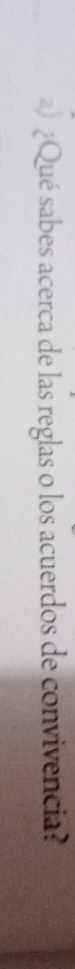 ) ¿Qué sabes acerca de las reglas o los acuerdos de convivencia?