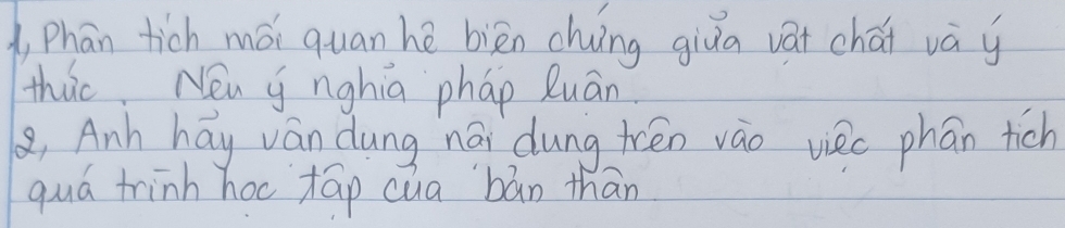 Phan tich mói quan hē bièn chuing giùa vat chát và y 
thic, Nen jnghia phap Quān 
, Anh háy ván dung nái dung trén vào vec phān tich 
quá trinh hac tāp cua bán thān