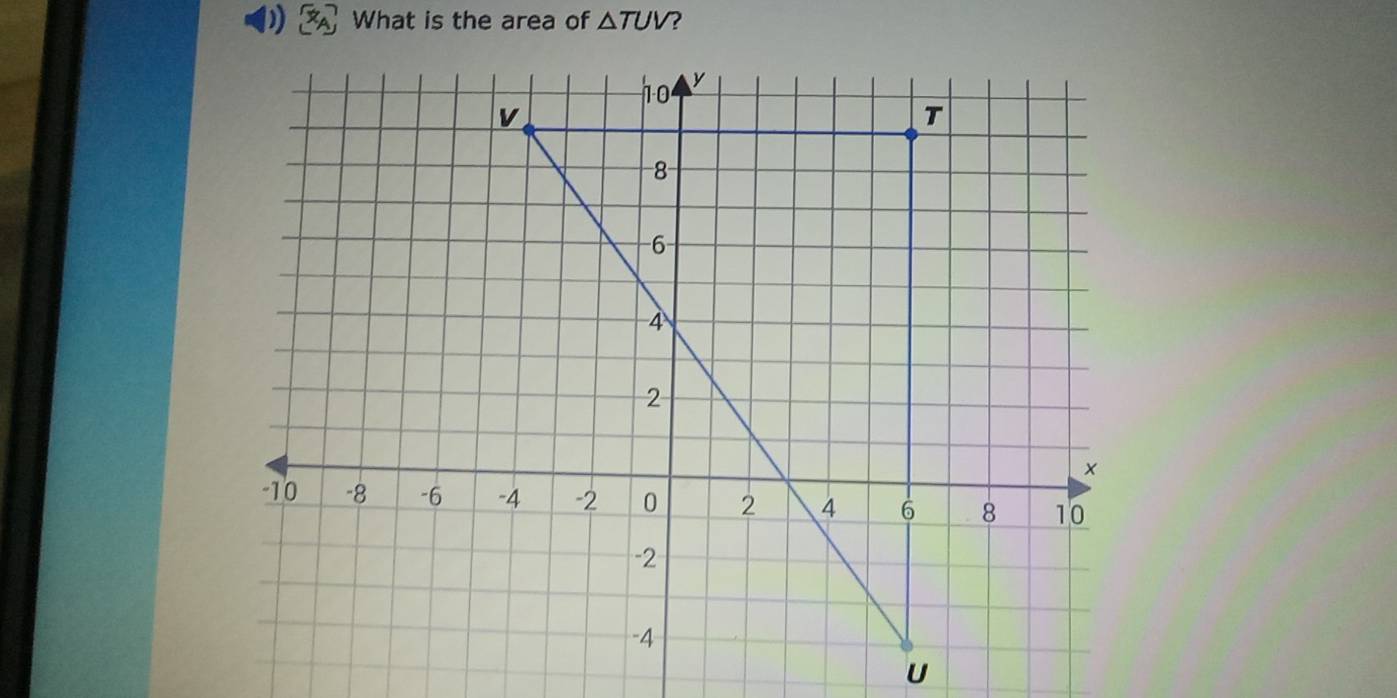 ) What is the area of △ TUV
U