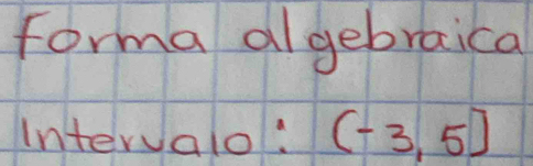 forma algebraica 
Intervalo: (-3,5)