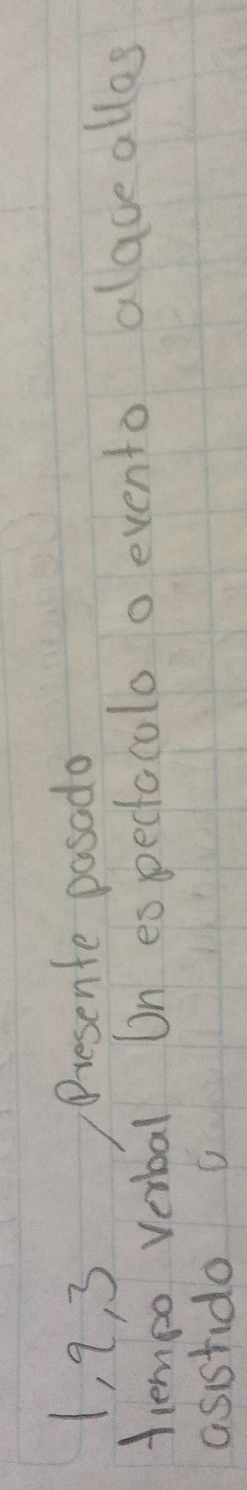 1, 9, 3
Presente posodo 
tiempo Verbal On espectacolo o evento alave allos 
asistdo a