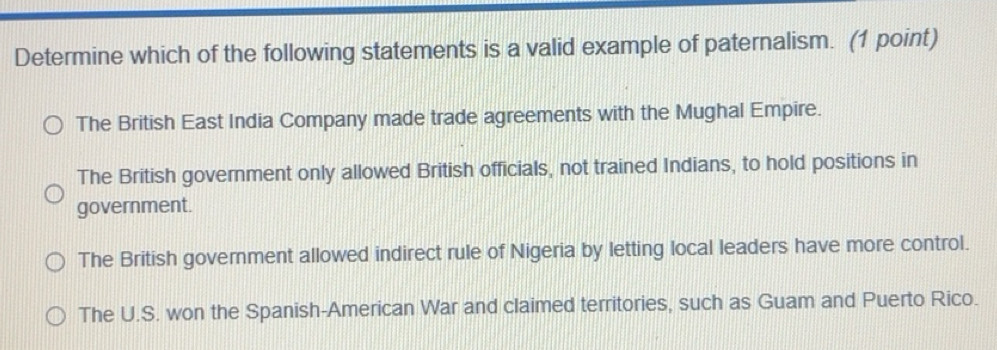 Solved: Determine which of the following statements is a valid example ...
