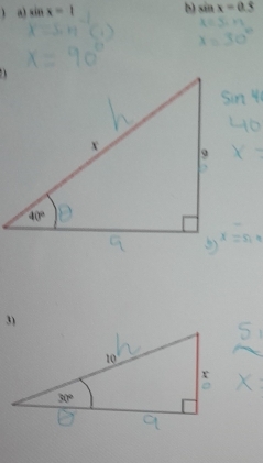 a sin x=1 b sin x=0.5