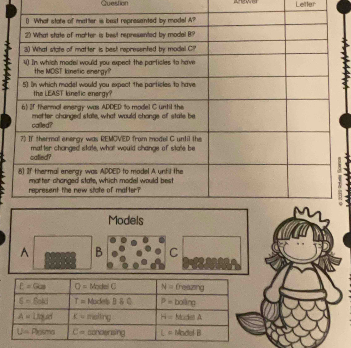 Question Answer Letter
A
B
C