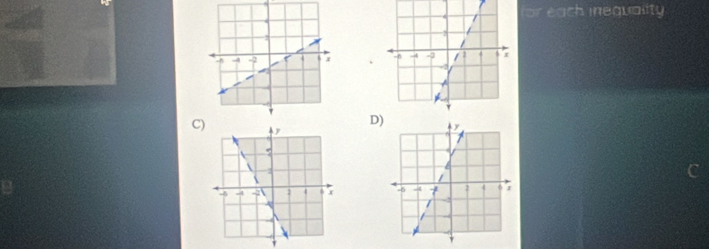 for each inequality 

D) 
C)