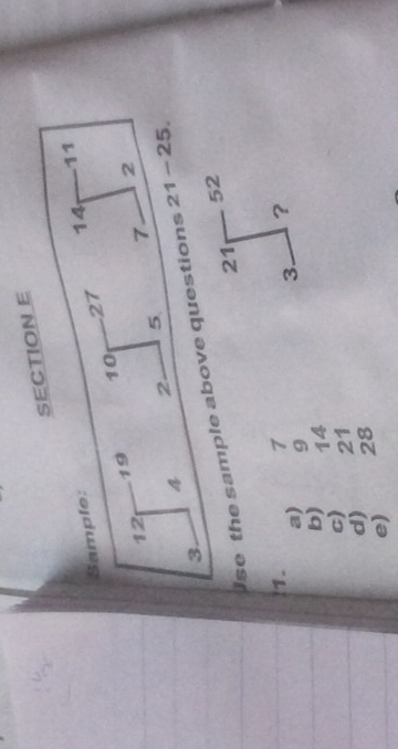 21
1.
1
a) 9
3 ?
b) 14
c) 21
d) 28
e)