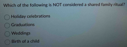 Solved: Which of the following is NOT considered a shared family ritual ...