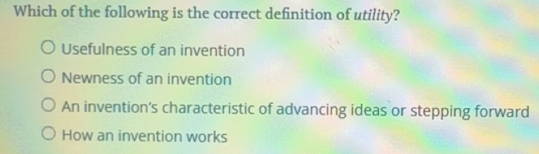 Solved: Which of the following is the correct definition of utility ...
