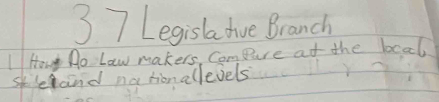 Legisladhiue Branch 
IHo No Law makers, Compure at the local 
skseand nationallevels