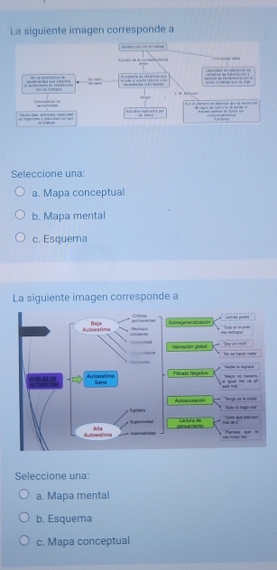 La siguiente imagen corresponde a
Seleccione una:
a. Mapa conceptual
b. Mapa mental
c. Esquema
La siguiente imagen corresponde a
Seleccione una:
a. Mapa mental
b. Esquema
c. Mapa conceptual