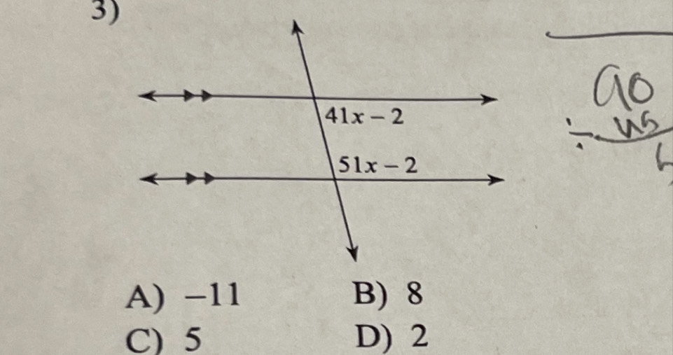 A) −11 B) 8
C) 5 D) 2