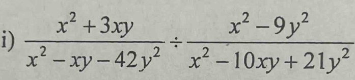  (x^2+3xy)/x^2-xy-42y^2 /  (x^2-9y^2)/x^2-10xy+21y^2 