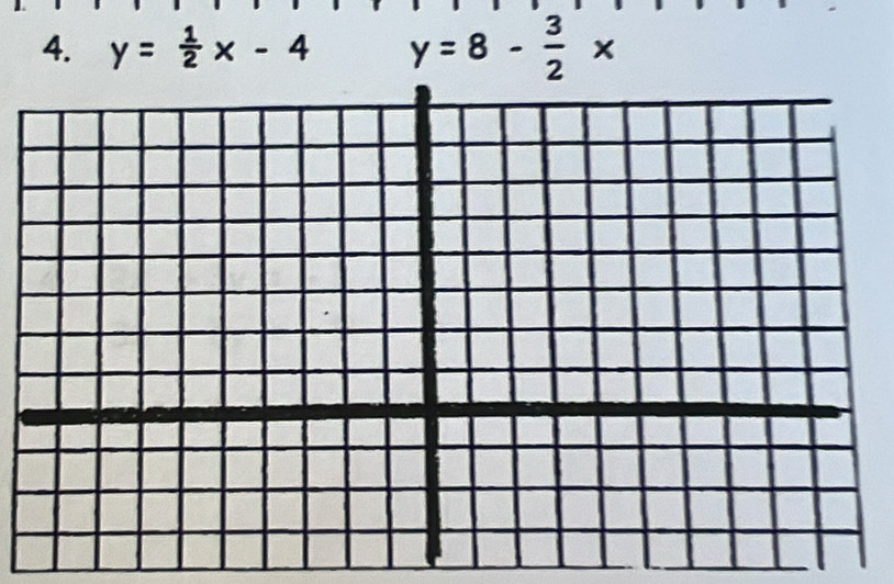 y= 1/2 x-4 y=8- 3/2 x