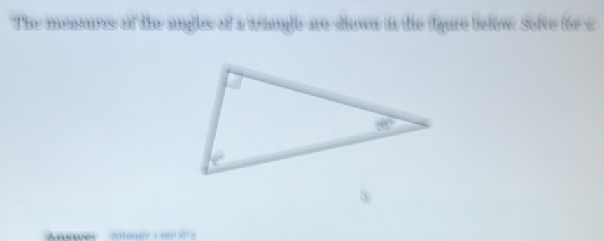 The mousures of the angles of a waugle are shown in the figure below. Solve for c
Attampl  a 000 e1s