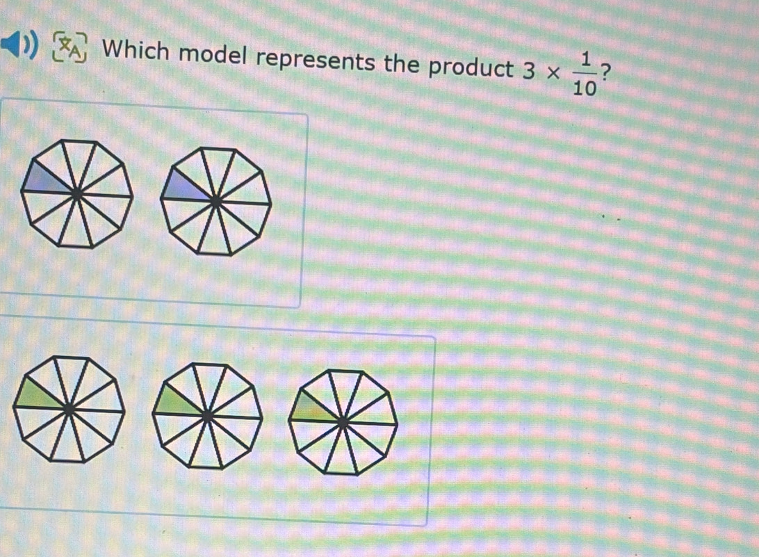 Which model represents the product 3*  1/10  ?