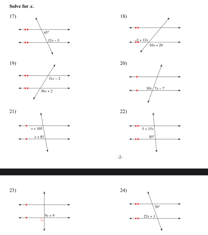 Solve for x.
17)18)
19)20)
21)22)
-2-
23)24)