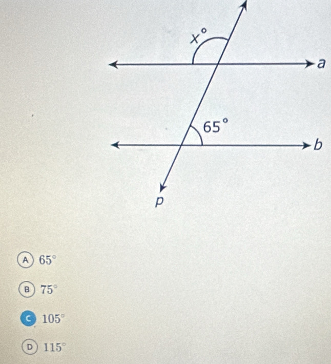 a 65°
B 75°
105°
D 115°