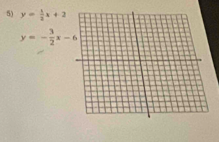 y= 1/2 x+2
y=- 3/2 x-6