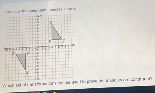 Consider the congruent triangles shown.