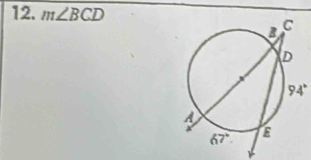 m∠ BCD
94°