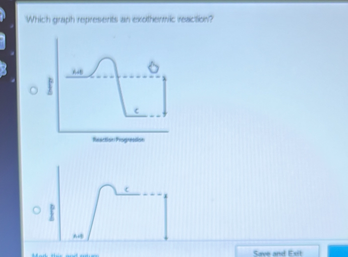 Solved: Which graph represents an exothermic reaction? Save and Exit ...