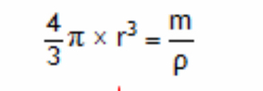  4/3 π * r^3= m/rho  