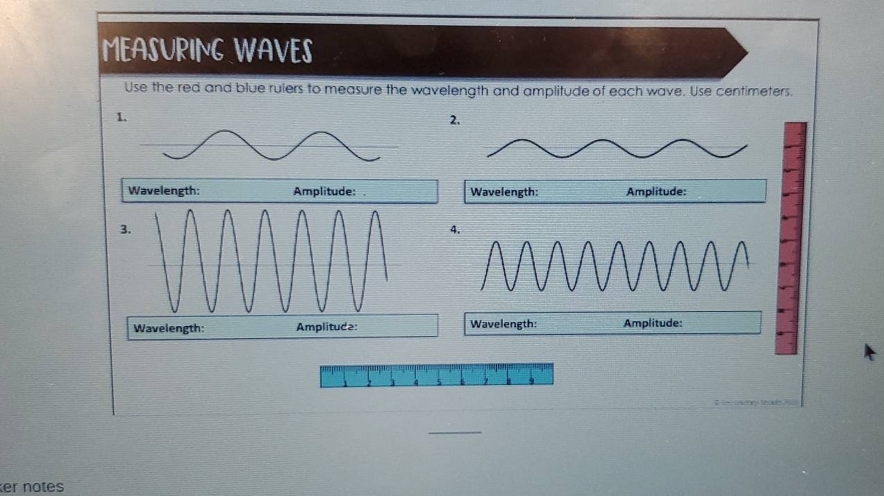 Solved: MEASURING WAVES Use the red and blue rulers to measure the ...