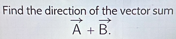 Find the direction of the vector sum
vector A+vector B.