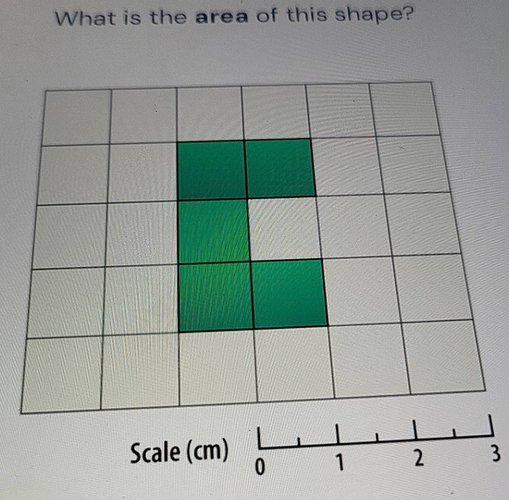 What is the area of this shape? 
Scale (cm) 3
0
1
2