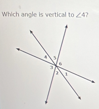 Which angle is vertical to ∠ 4 2