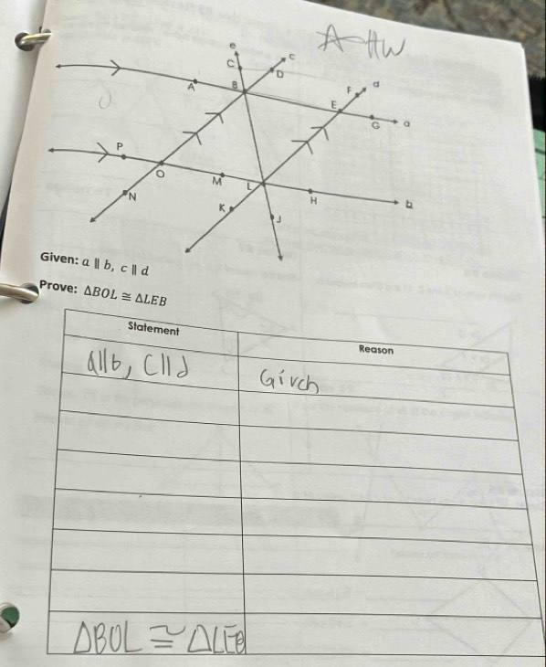 Prove: △ BOL≌ △ LEB