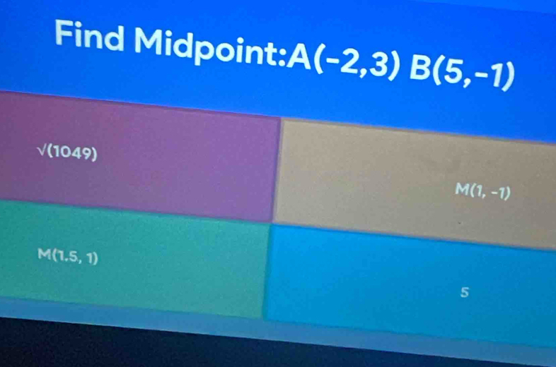 Find Midpoint: A(-2,3)