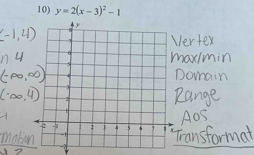 y=2(x-3)^2-1