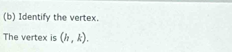 Identify the vertex. 
The vertex is (h,k).