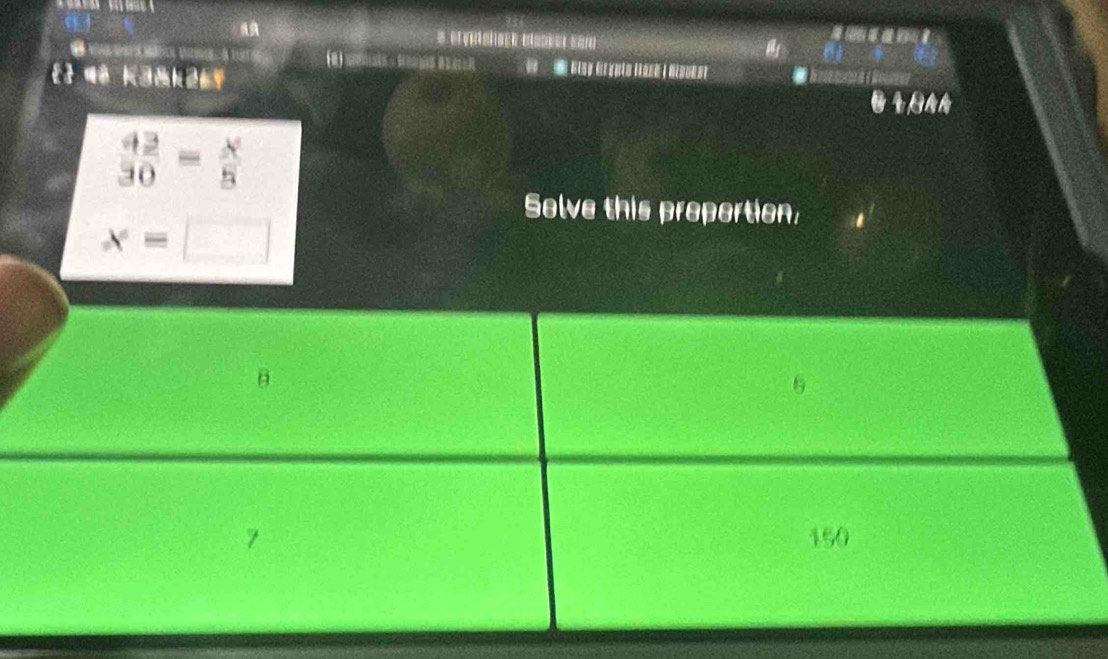 a 
【 】 e
 43/30 = x/5 
x=□
Solve this proportion:
θ
150