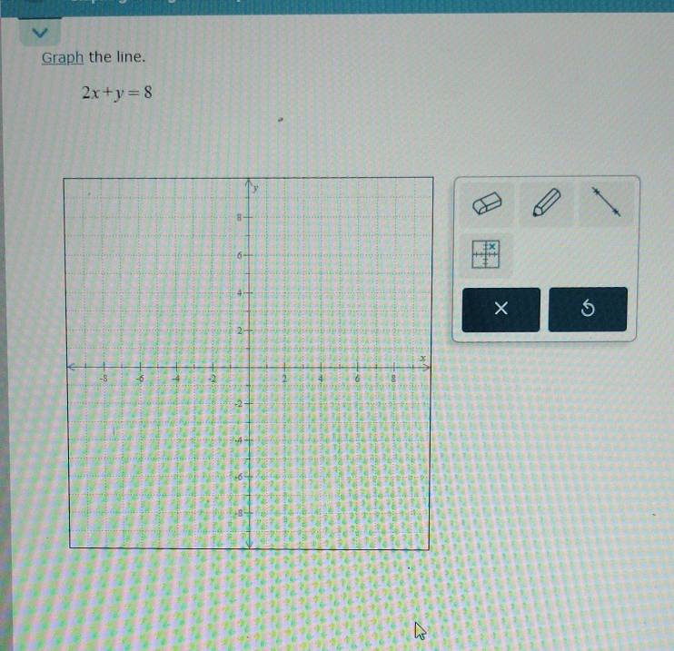 Graph the line.
2x+y=8
x
×