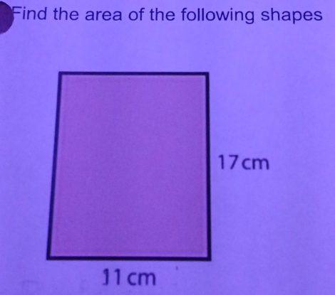 Find the area of the following shapes