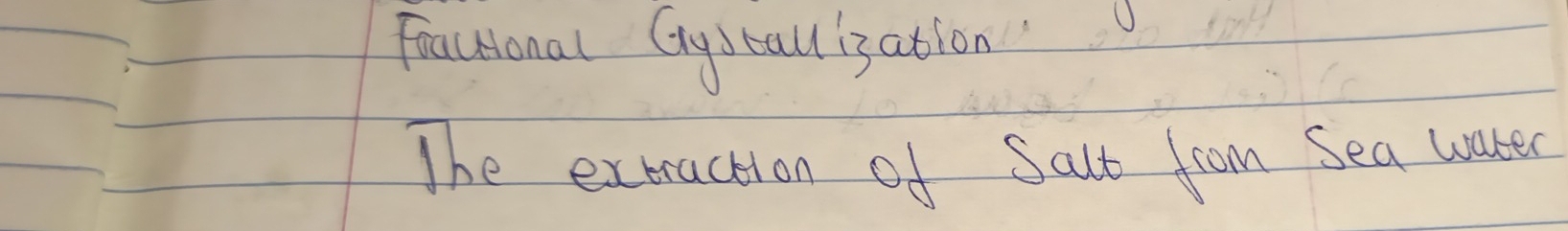 foactional Gystalligation 
The extraction of Salt fcan Sea waked